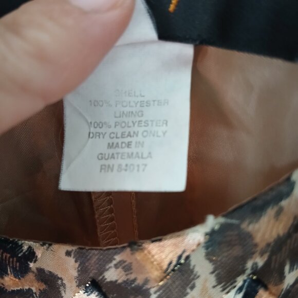 VTG 1990s Hampton Nites Sz 12 Cheetah Print Chiffon Cocktail Maxi Dress Lined - Picture 14 of 14